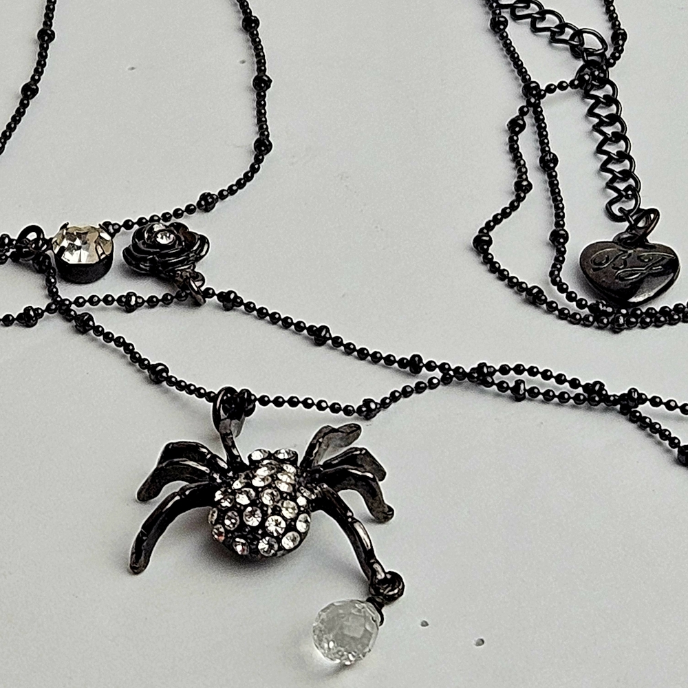 Betsey Johnson Black Layered Necklace with Charms